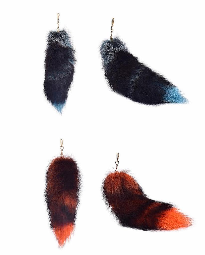 Silberblaufuchs Pelz XL Anhänger: Echter Pelz Damen Taschenanhänger & Auto-Schlüsselanhänger