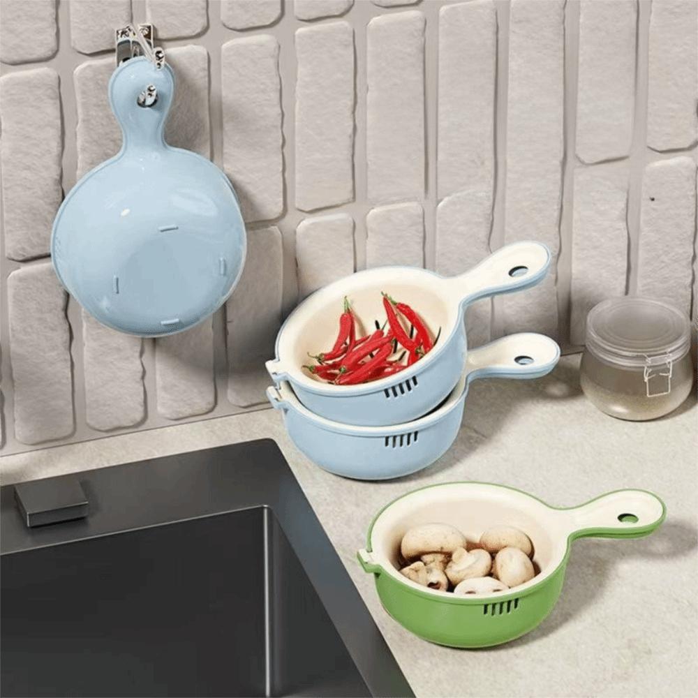 Space-saving Berry Cleaning Bowl Double-layer Strainer Ladle Fashion Drainage Basket Grape