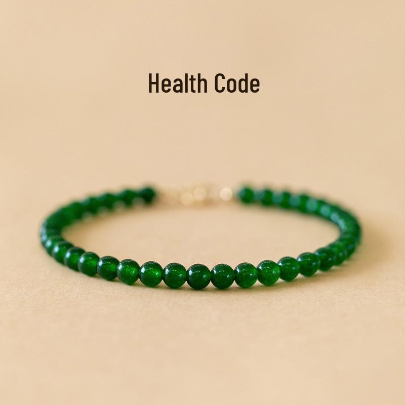 Natural Green Chalcedony Agate Thin Bracelet - 4mm Retro Peace Beads, Chinese Style Summer Accessory