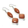 Natural Red Sunstone Gemstone 925 Sterling Silver Jewelry Earring 2.56" AE-11885
