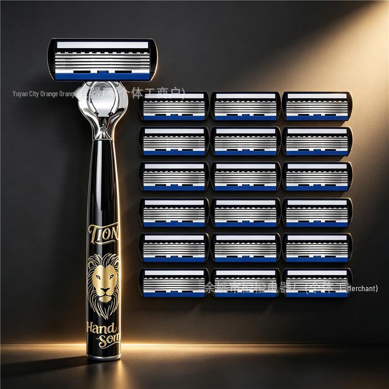 Manual Six-Layer Blade Razor for Men's Beard Shaving