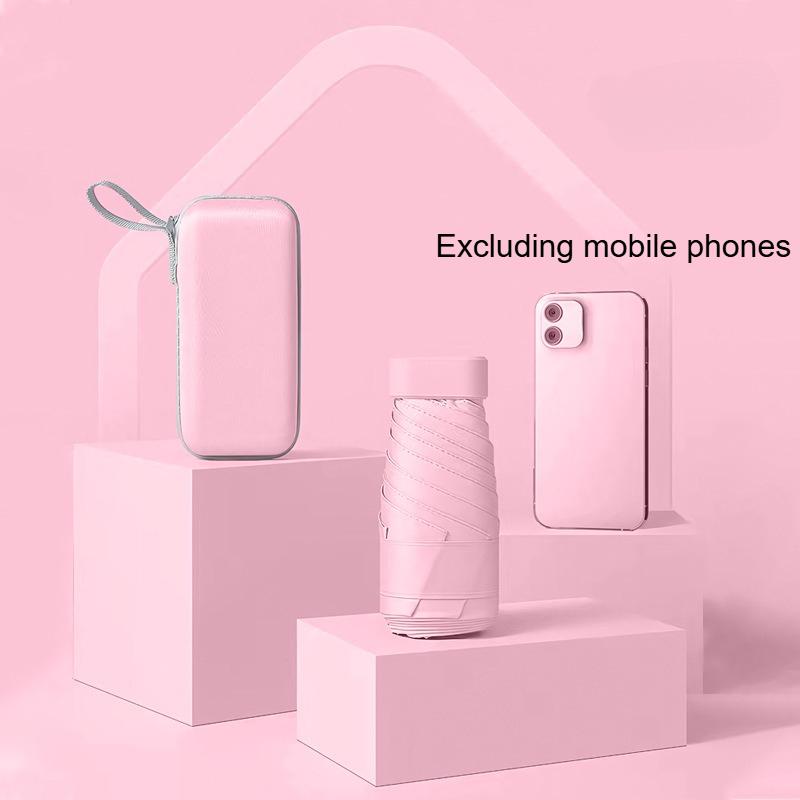 

1 комплект Ультралегкий мини-карманный зонт с чехлом, ручное открытие, складной 5-слойный портативный солнцезащитный зонт, модный милый минималистичный дизайн metal-fiber composite&6K