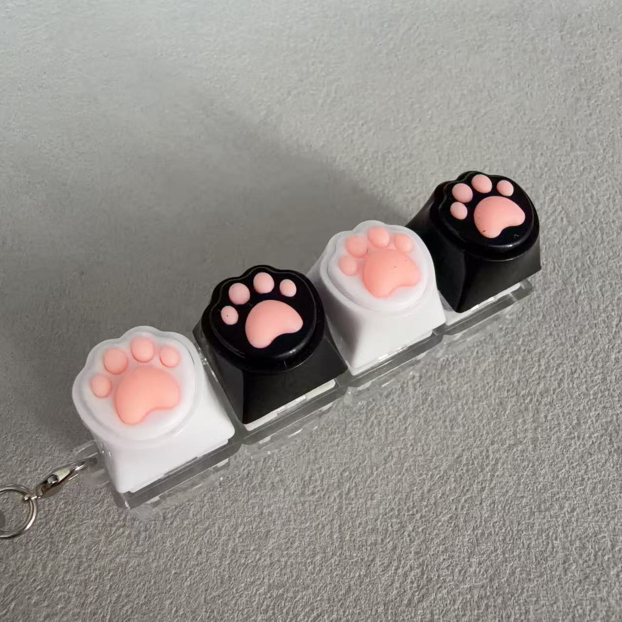 

Macaron silicone cat paw pinch Tetris shaft tester keyboard decompression keys keychain No light