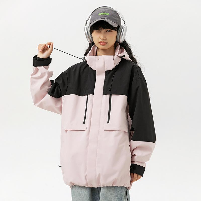 Giacca con cappuccio da uomo primavera e autunno nuova tendenza giacca con cappuccio ampia e versatile montagna outdoor antivento cappotto da coppia