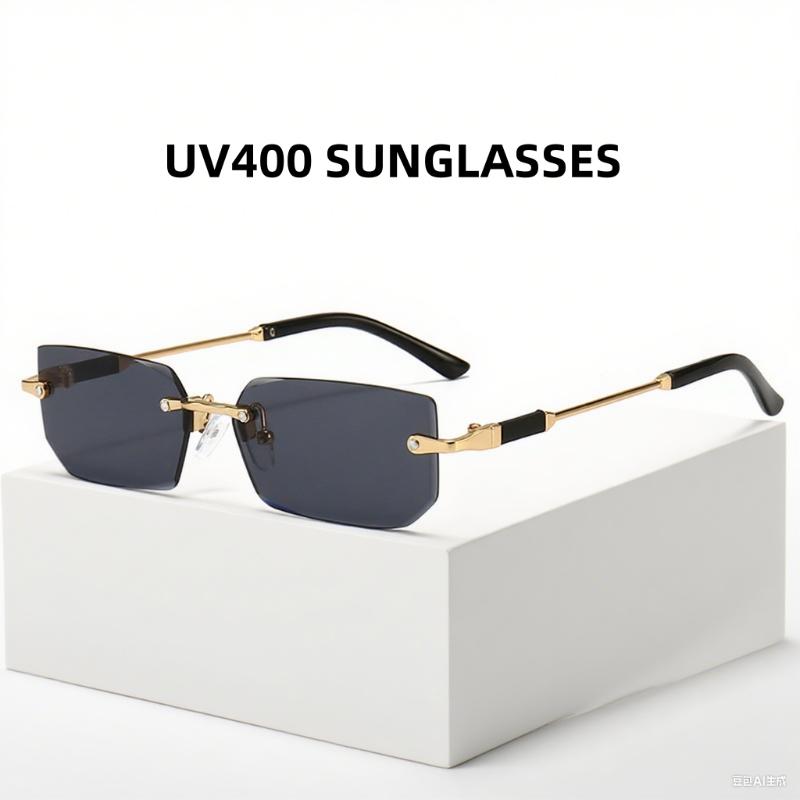 New Frameless Fashion Sunglasses Jelly Colored Cut Border Uv Glasses Women'S Fashion Street Photography Trend Versatile Eyewear