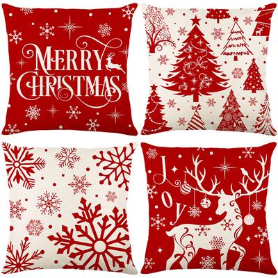 45cm Roter Weihnachts-Kissenbezug Kissenbezug 2025 Weihnachtsdekorationen für Zuhause Weihnachten Neujahr Weihnachtsdeko