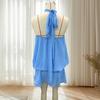 Women's Halter Neck Chiffon Mini Dress Summer Sleeveless Cocktail Party Dress Ruffle Wedding Guest Dress