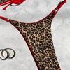 2024 Leopard Print Spaghetti Strap Triangle Bikini Women's Sexy Swimwear