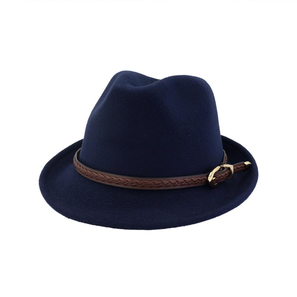 JYL TS DIY Парный Федора Шляпа Пояс Декор Мужская Кепка Войлок Navyblue_M(56-58cm） голубой люпин