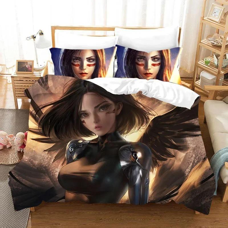 3D ALITA Battle Angel Bettwäsche-Set Twin Queen Size Bettbezug Kissenbezug für Kinder Erwachsene Heimtextilien