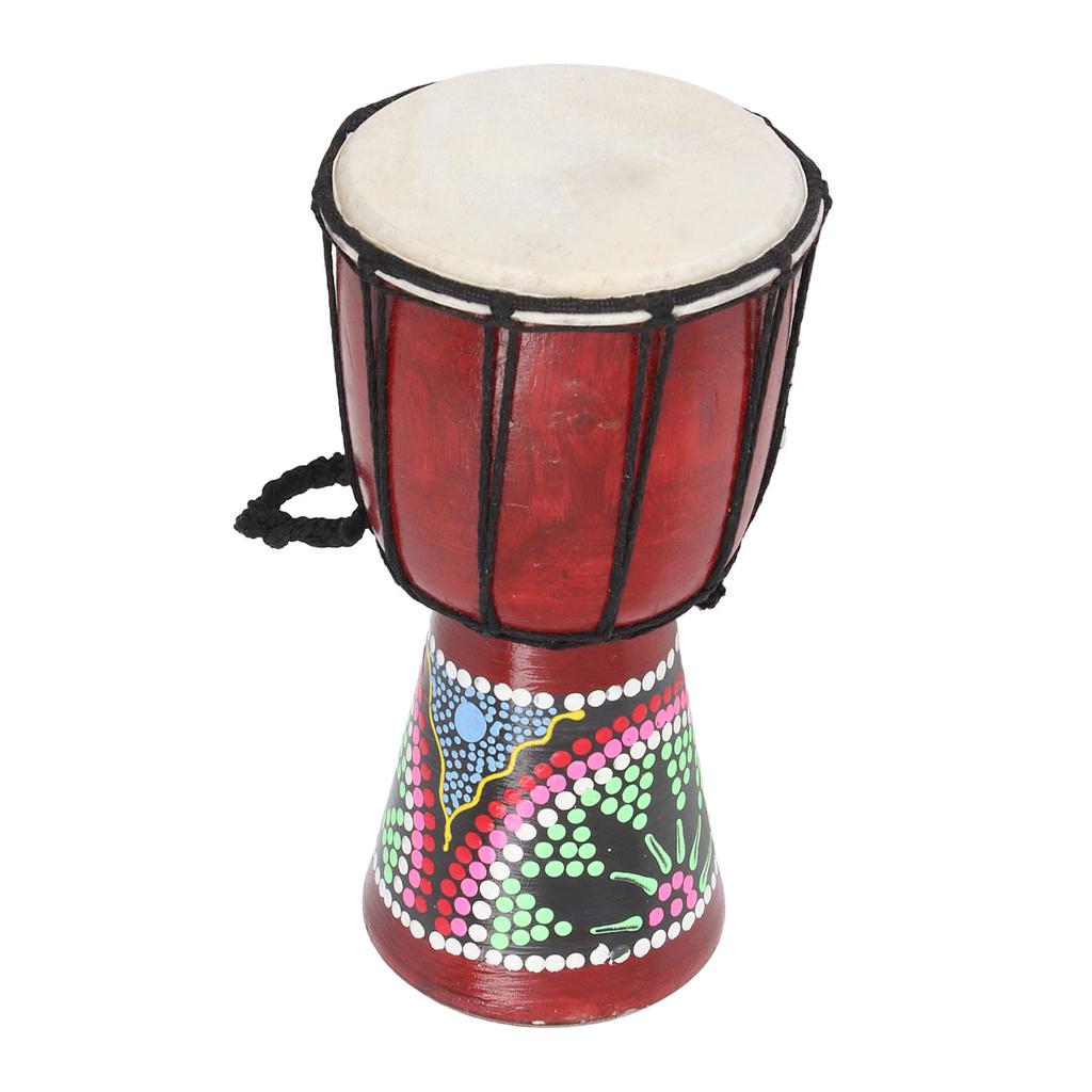 Djembe-Trommel, 4 Zoll, rot, handgemaltes Muster, klassische afrikanische Djembe für Anfänger