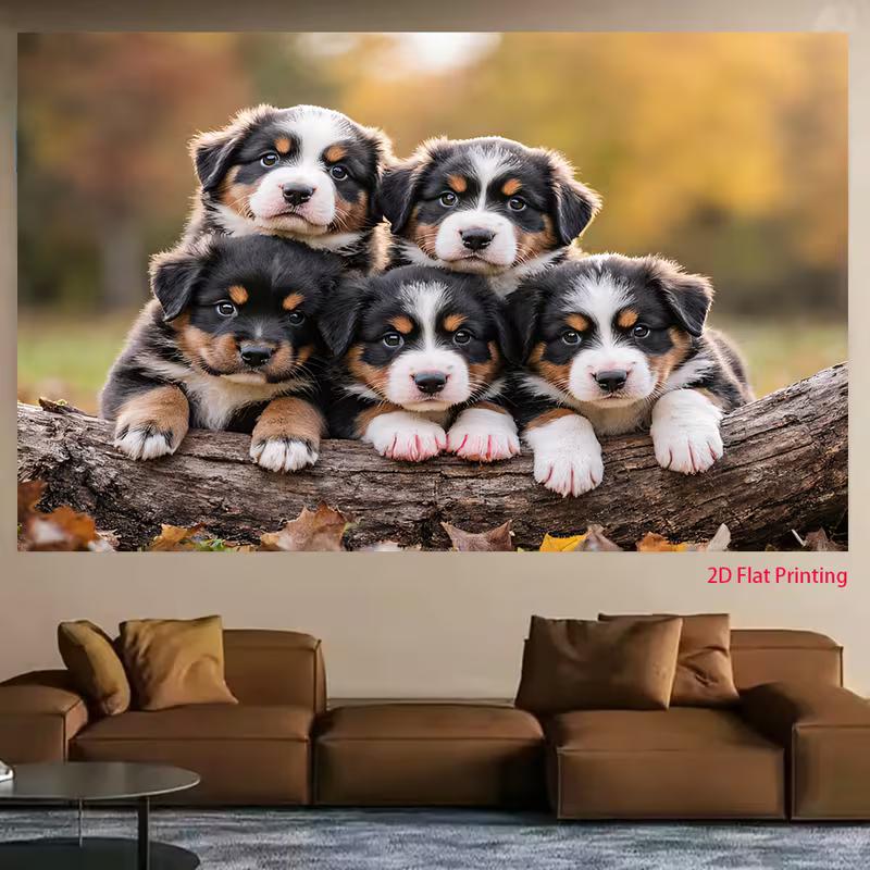 2D Autumn Forest Cute Puppy Photography Background Cloth for Studio