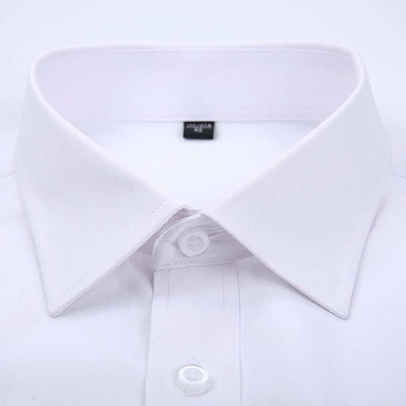 Herre Profesjonell Langermet Hvit Businessskjorte med Brodert Logo, Rynkefri.