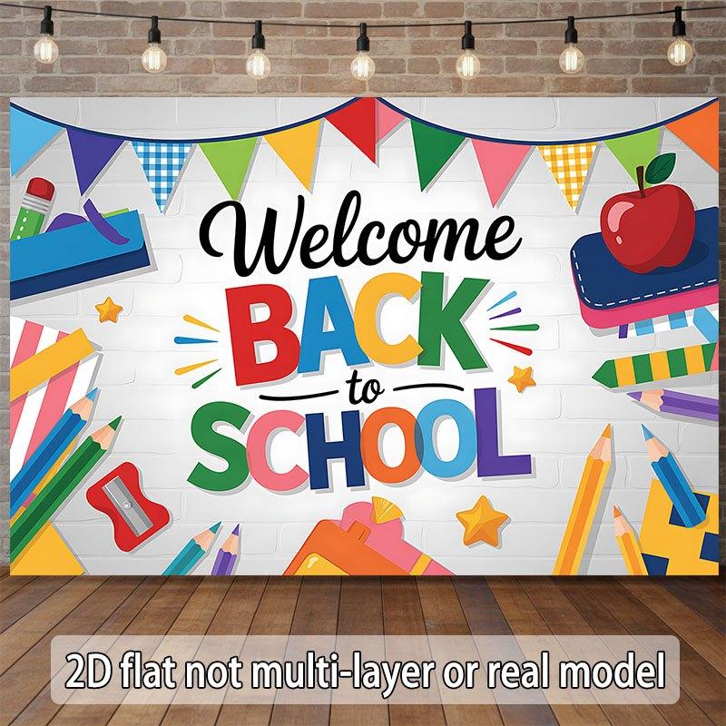 2D plane, 1 2D plane banner, Welcome Back to School background, polyester banner, 2D plane