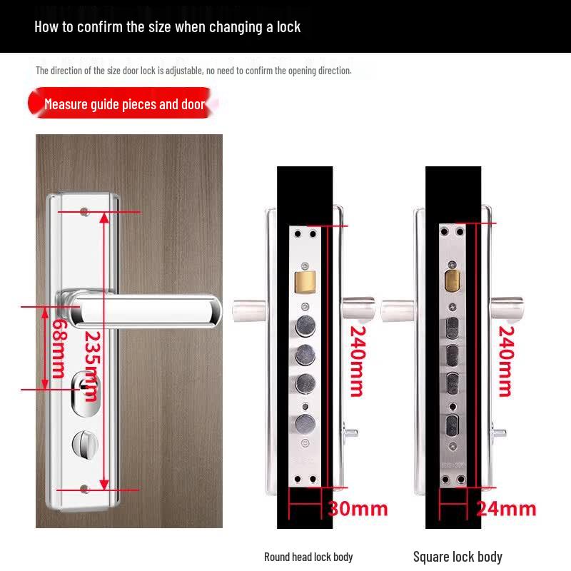 Universal Stainless Steel Security Door Lock Set