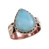 Natural Amazonite Gemstone Two Tone 925 Sterling Silver Jewelry Ring Size 9 U6b99