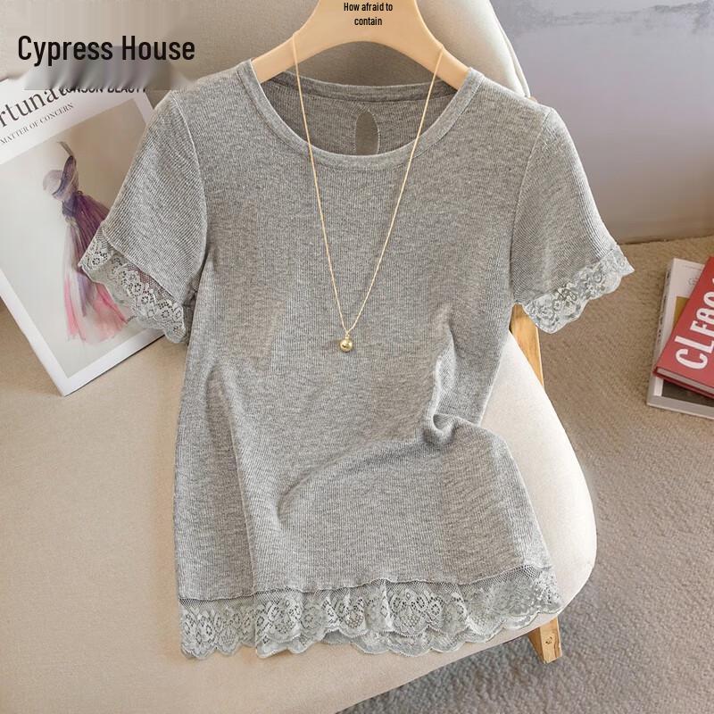 Γυναικείο Πλεκτό Τοπ με Δαντέλα και Πλέξη Patchwork, Στρογγυλή Λαιμόκοψη