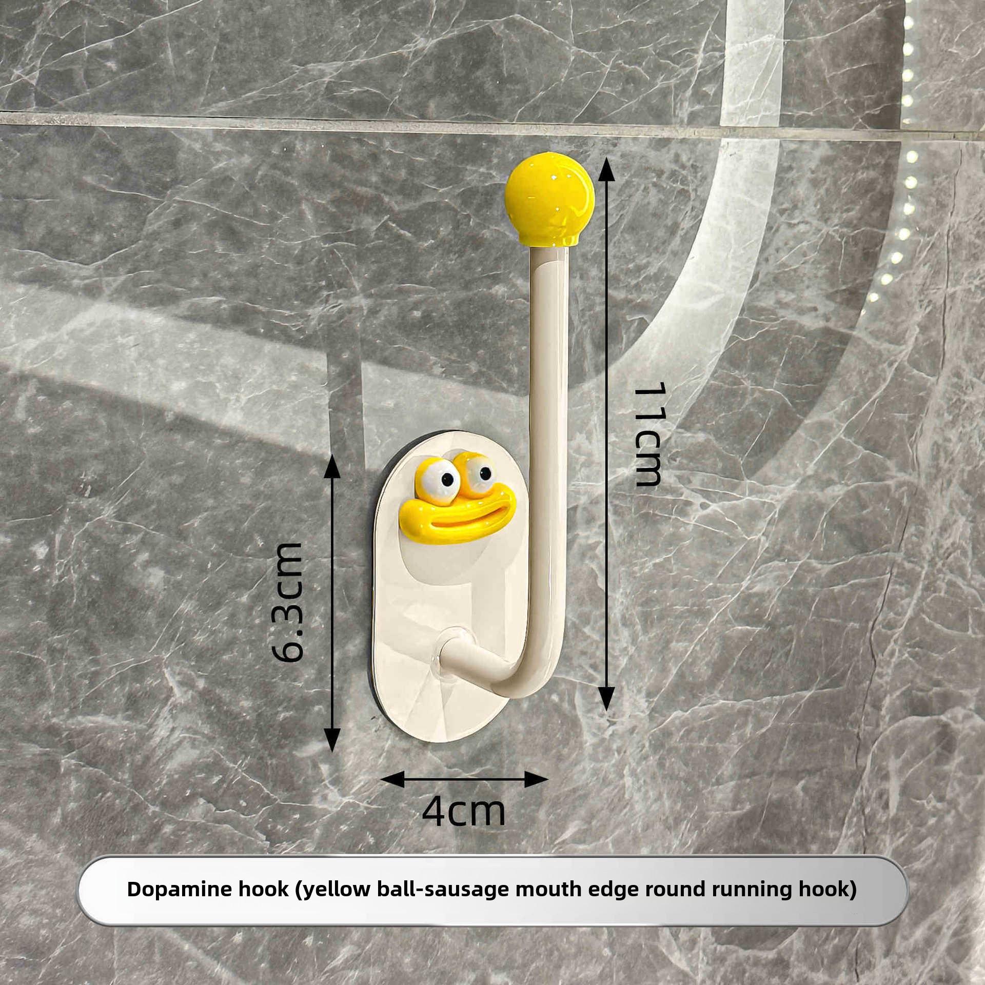

Милые крючки для ванной в форме сосиски с дофамином, прочные самоклеящиеся настенные крючки, дверные крючки без сверления Ordinary material жёлтый