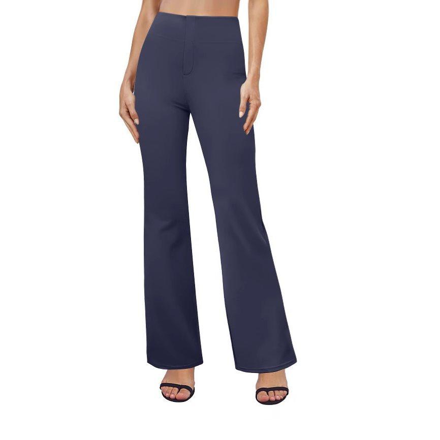 Women's High Waist Flare Pants Solid Color Casual Bootcut Trousers with Stretch