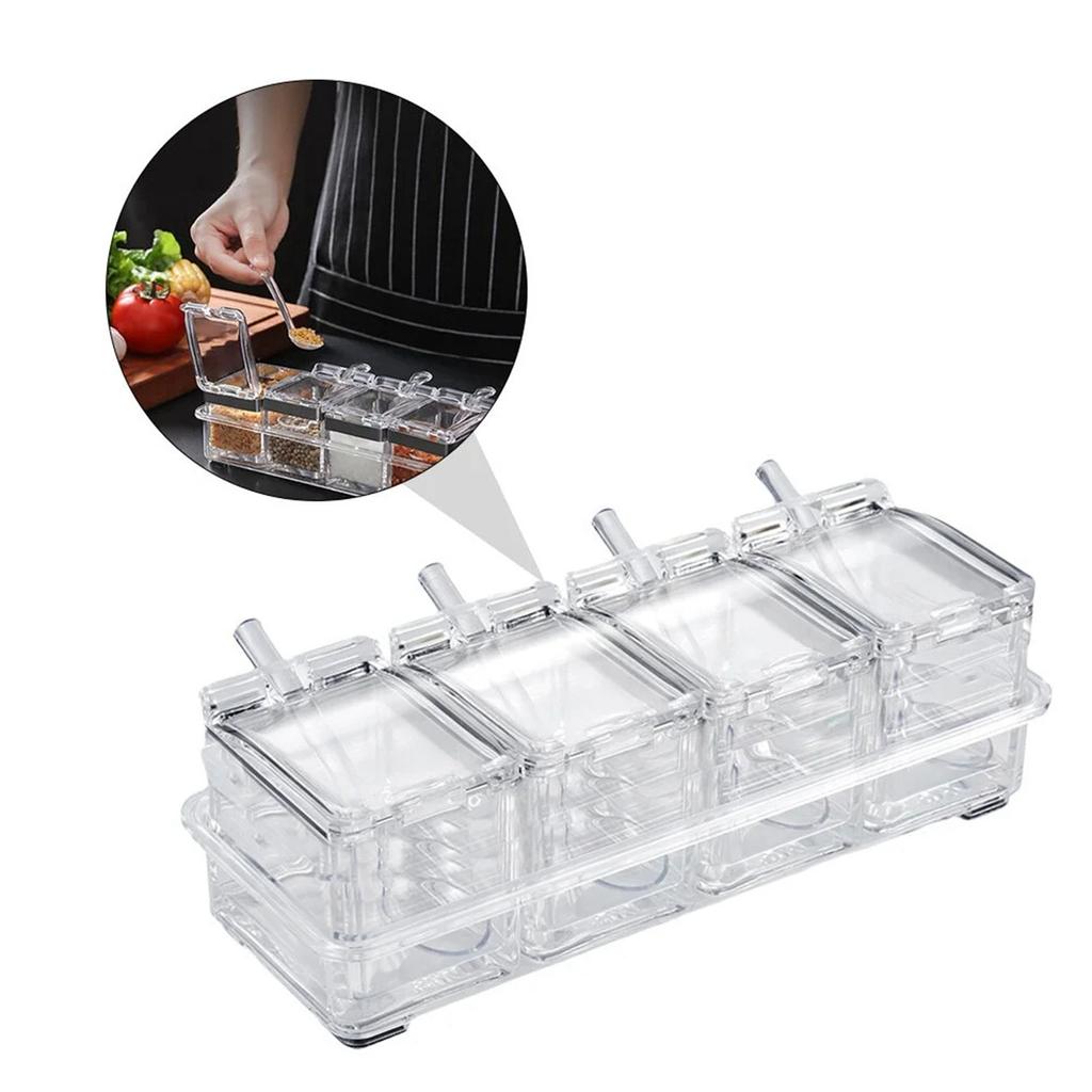 Transparent Seasoning Box Set Kitchen Household Seasoning Container ,,