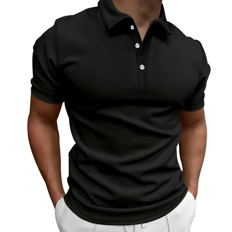 Summer Men's Polo Shirt Solid Color Short-sleeved Lapel T-shirt Casual Fit Top European and American Men's Clothing
