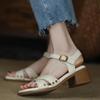 Square Heels, Exposed Toes, Backheel, Buckle, Fashionable, Versatile, Comfortable, Anti-slip and Wear-resistant Women's Sandals
