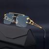 Luxe Vierkante Zonnebril Man Vrouw Merk Ontwerper Vintage Randloos Zonnebril Mannelijk Vrouwelijk Mode Retro Spiegel Oculos De Sol