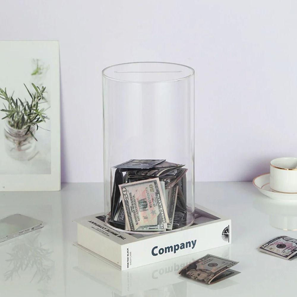 Vysokokapacitní nádoba na drobné Akrylová nádoba na mince a bankovky Průhledná kasička Dětské úspory