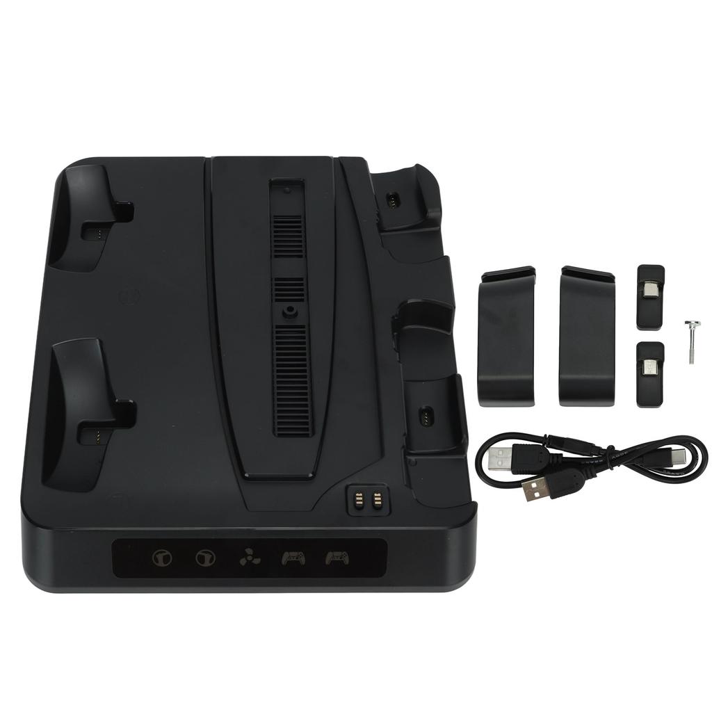 Charging Stand Base Heat Dissipation Fan 4 Ports LED Indicator Light Charging Station for PS5