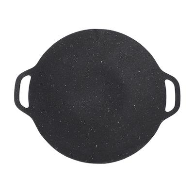 מחבת גריל קוריאנית 11.4 אינץ' סגסוגת אלומיניום Nonstick ידית כפולה עגולה פלנצ'ה מחבת גריל BBQ עבור