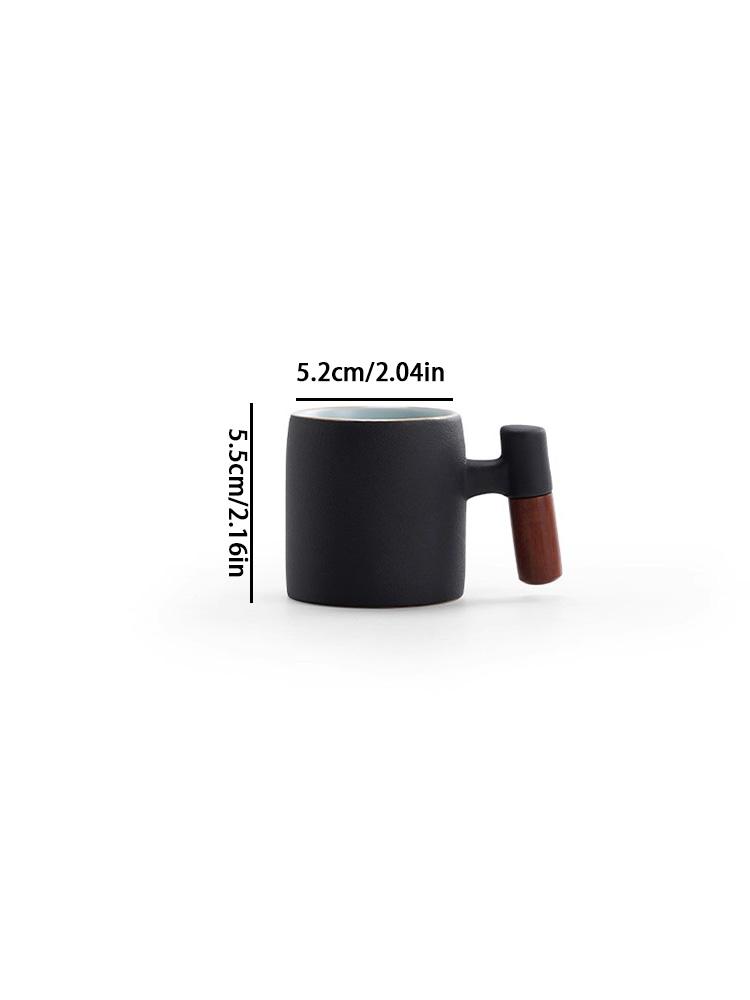 70 small capacity ceramic gradient wood handle latte coffee cup, coarse ceramic Japanese kiln made mug tea cup