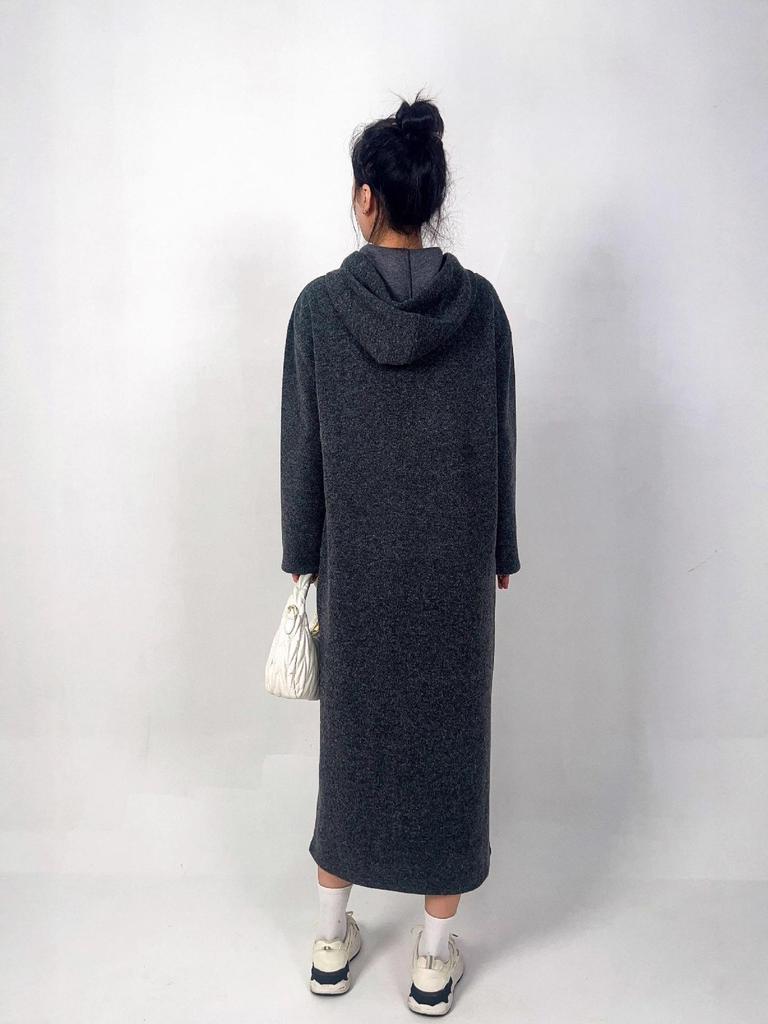 Wolliger Kapuzen-Langarm-Kleidmantel - Einfache, Warme und Stilvolle Koreanische Urlaubsbekleidung