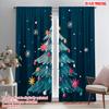 2pcs,2D Plane Printing Pattern Curtains Vibrant Snowflake & Christmas Tree Versatile Polyester Fabric (without Rod) Versatile