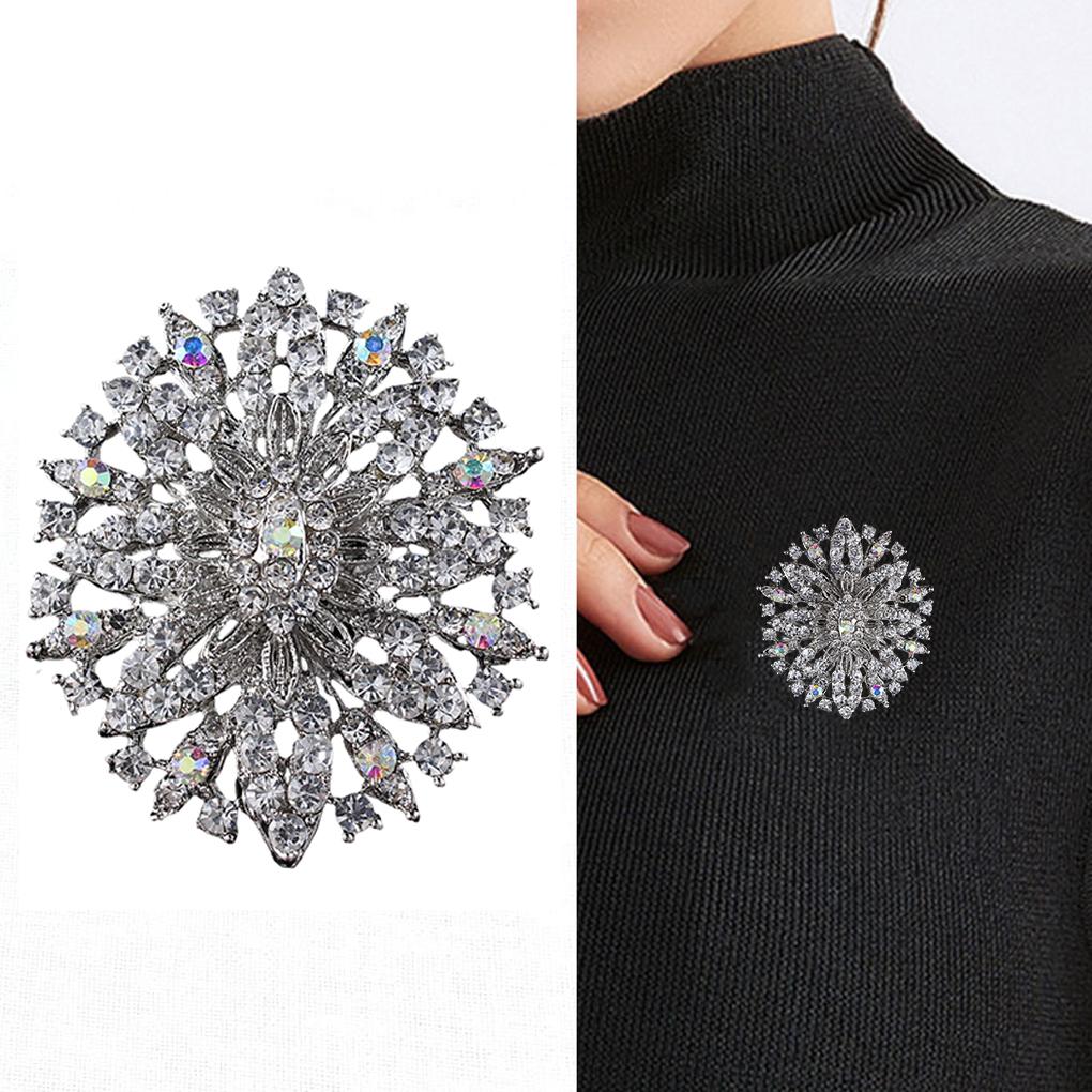 Women Brooch Party Holiday Crystal Sparkling Suit Jewelry Breastpin Fashion Girls Dressing Decoration Flower Exquisite