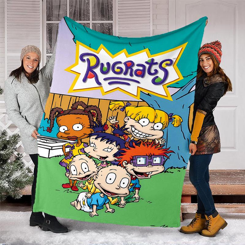 1pc Rugrats In Paris3 Theme Blanket - Digital Print, Polyester, Cozy for All Seasons, Perfect for Outdoor, Camping, and Travel