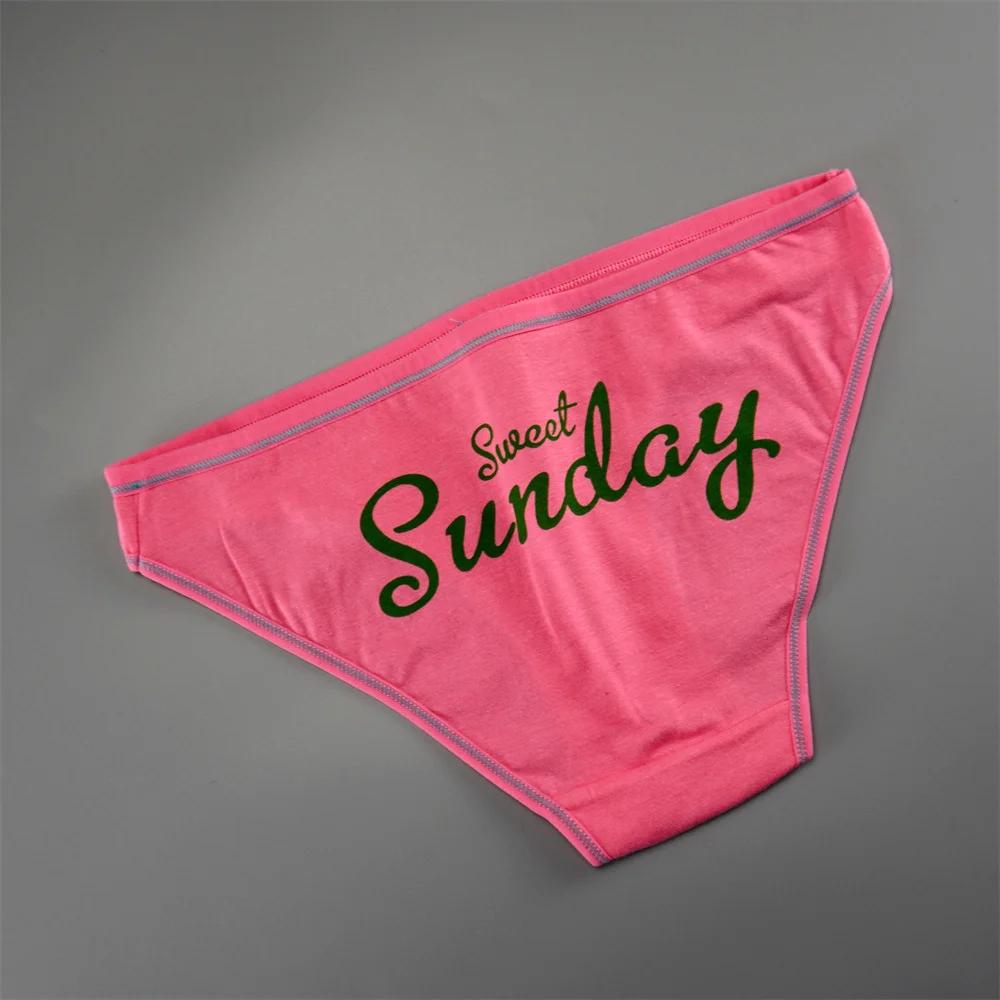 7 Stück/Packung Woche Gedruckte Bikini Unterwäsche Damen Baumwolle Buchstaben Bikini Slips Bequeme Damen Übergröße Slips Dessous S-XXL