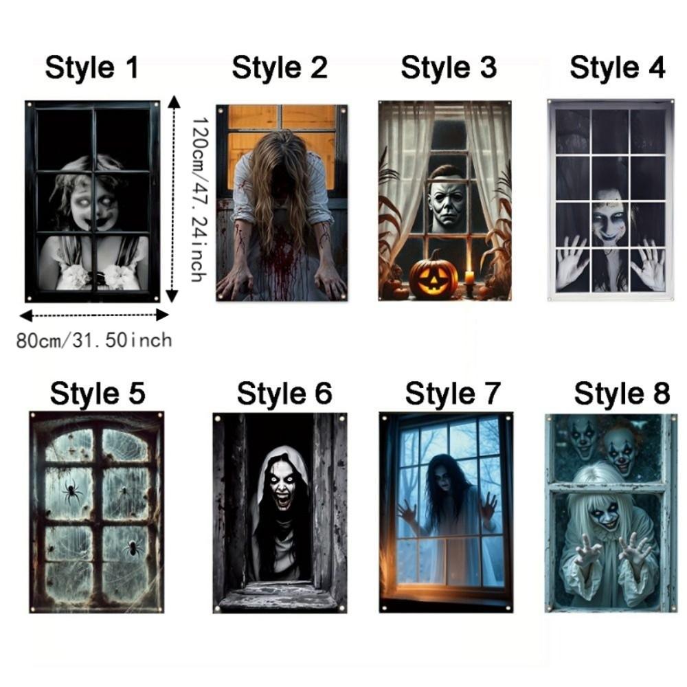 Blood Ghost Pattern Halloween Window Cover Banner Ghost Door Cover Backdrop Haunted House
