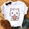 Funny Retro Casual Women's T-shirt Cute Women's Street Wear Panda Pattern Round Neck Short-sleeved Fashion Tea Print Aesthetic Clothing