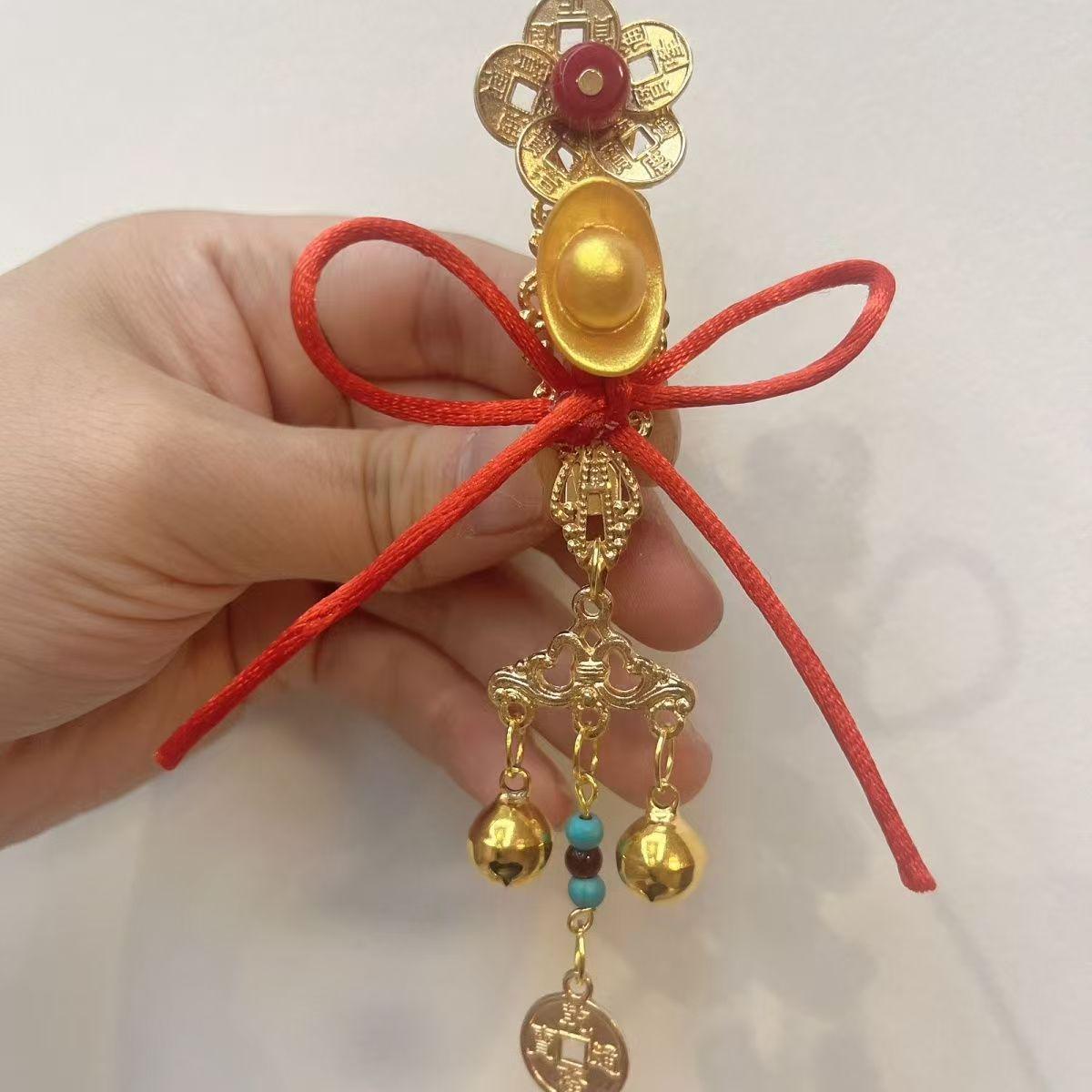 Chinese Copper Coin Tassel Hair Clip - Ancient Style New Year Hanfu Accessory