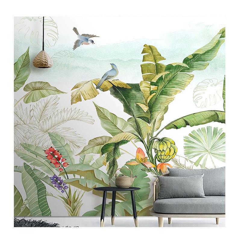 

Tropical Plants Wallpaper Banana Leaves Birds Flowers Mural Wall Paper Living Room Bedroom Decoration Painting 200 cm(W) x 140 cm(H)