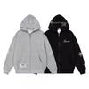 Unisex Oversized Hooded Zip-Up Sweatshirt With Star Rhinestone Embroidery Streetwear Casual Pullover Top