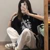 Summer New Navy Blue Round Neck Cotton Short-sleeved T-shirt Women's Niche Design Sense Casual Loose Versatile Top Women