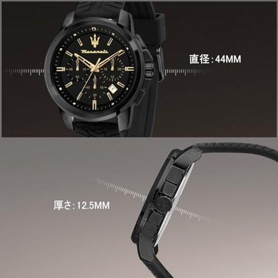 Maserati Watch Mens 44 Mm Black Silicone Chronograph Successo Series Quartz 5ATM Water-resistant Japanese Movement Official Genuine Product 2-year