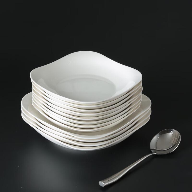 Minai Keramik reinweiß Ruyi Quadratische Speiseteller