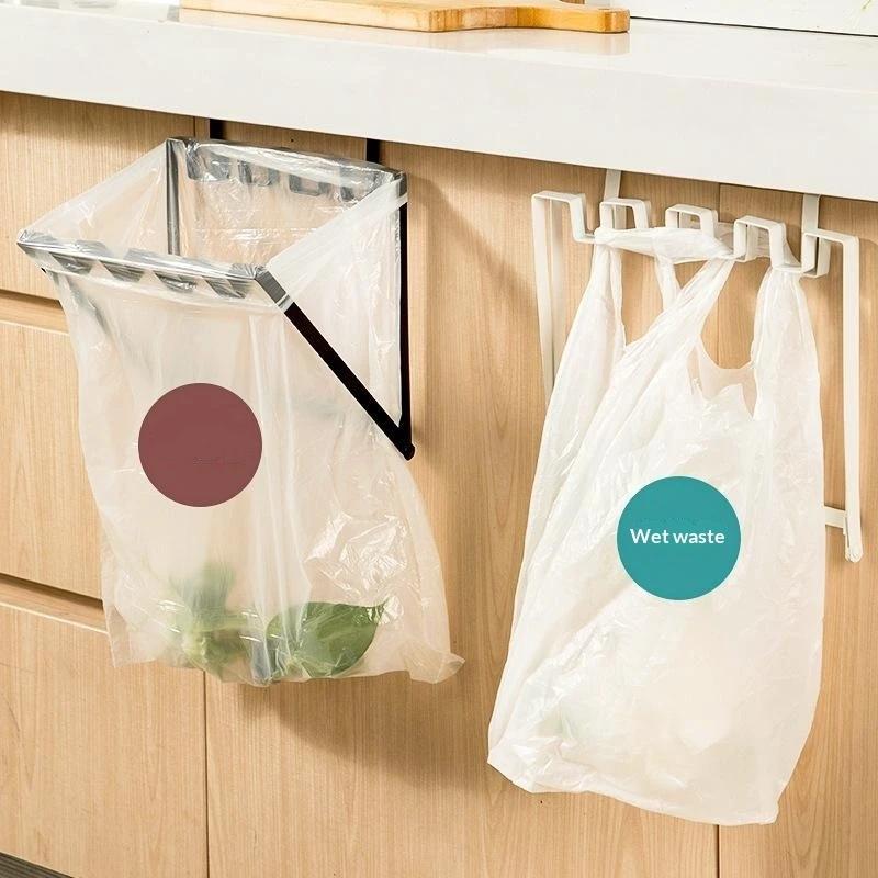 Foldable Garbage Bag Hanging Rack Kitchen Rubbish Holder Over Cupboard Door Trash Holder Kitchen Accessories