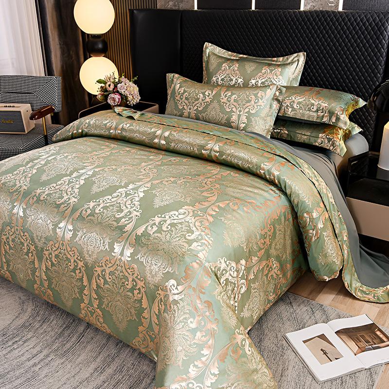 European Silk Cotton Jacquard Wedding Bedding Set - Four-Piece Duvet Cover Gift