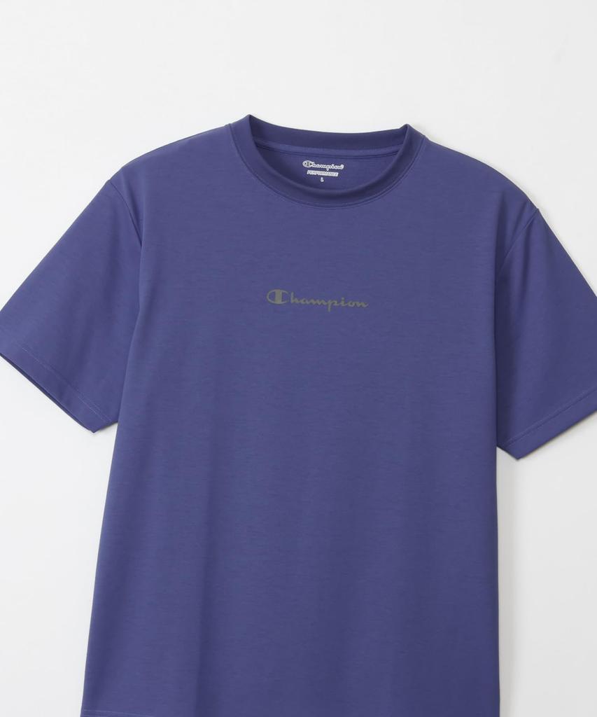 Champion Short Sleeve Round UV Script Logo Print T-Shirt, C3-BS320-350-L, Neck, Quick-Drying, Protection, Water-Repellent,