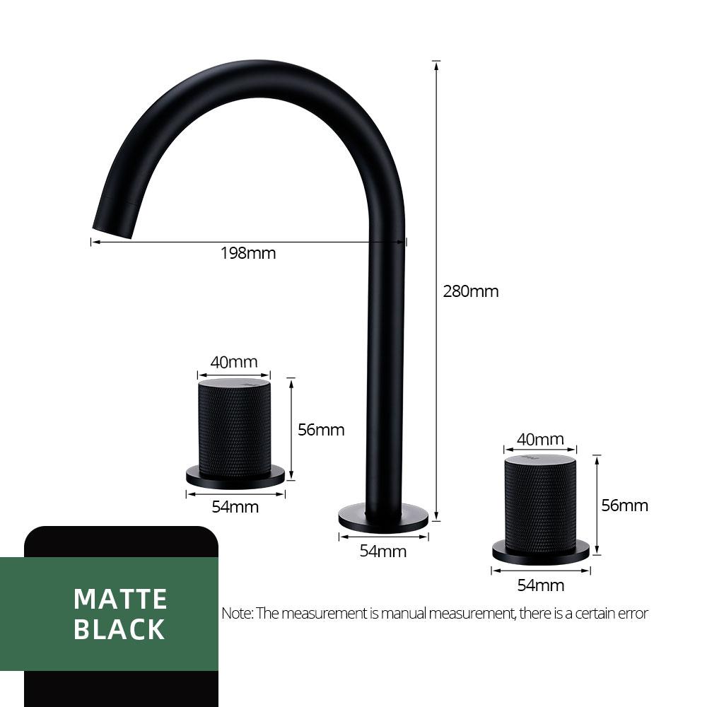 

Матовый розово-золотой смеситель для раковины с 3 ручками с насечкой, смеситель для мойки с горячей и холодной водой, смеситель для установки на бортик, широкий смеситель с 3 отверстиями