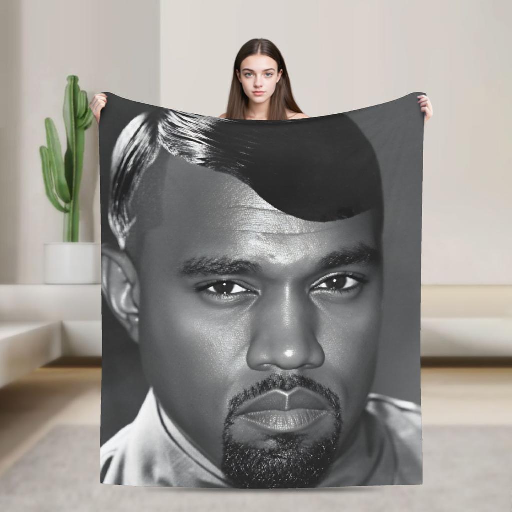 Kanye West Stretched Meme Warm Soft Blanket  Travel Plush Throw Blanket Novelty Bedroom Flannel Bedspread Sofa Bed Cover