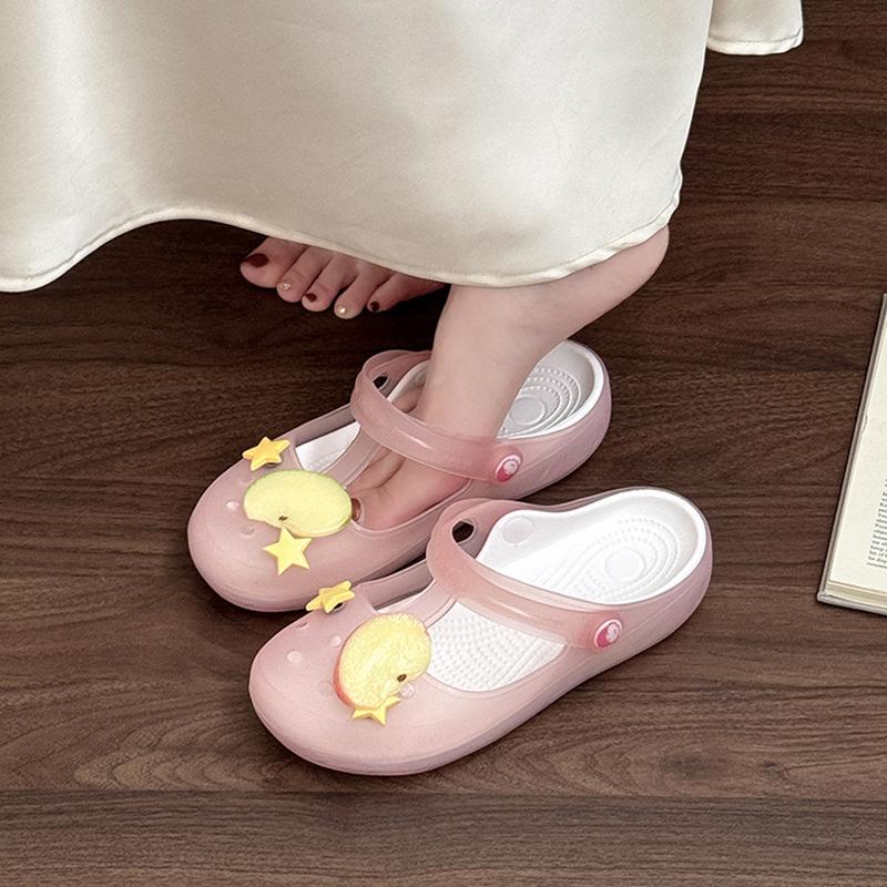 Cute and simple cartoon fruit bag head cool slippers women's summer casual versatile slippers fashion beach sandals